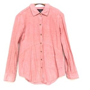 HURLEY Button down red top size small button detail on back long sleeve